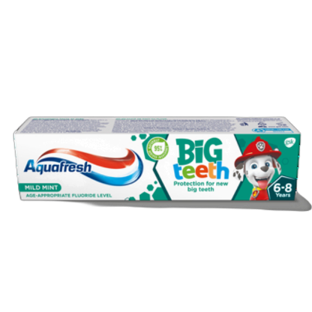 Aquafresh Big Teeth Psi Patrol Pasta do mlecznych i stałych zębów z fluorem dla dzieci w wieku 6+ 50 ml